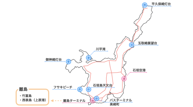 【石垣島】レンタカー地図【ドライブにおすすめのコース】 | 石垣島ナビ