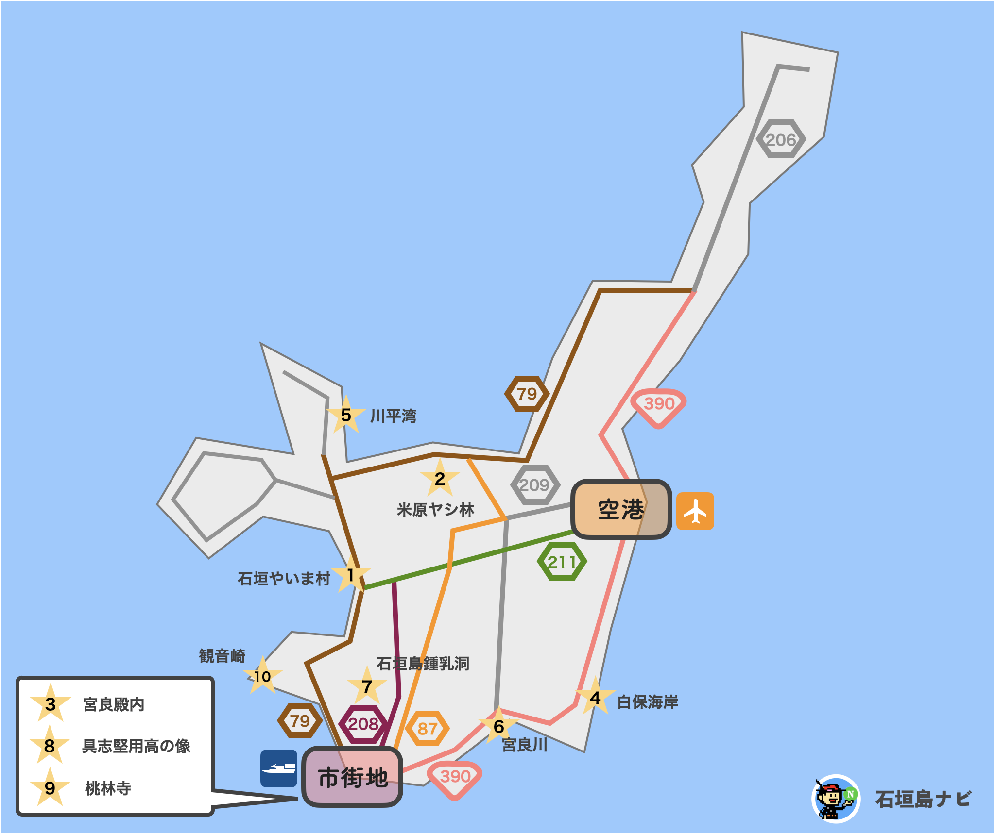 石垣島 観光冬 地図