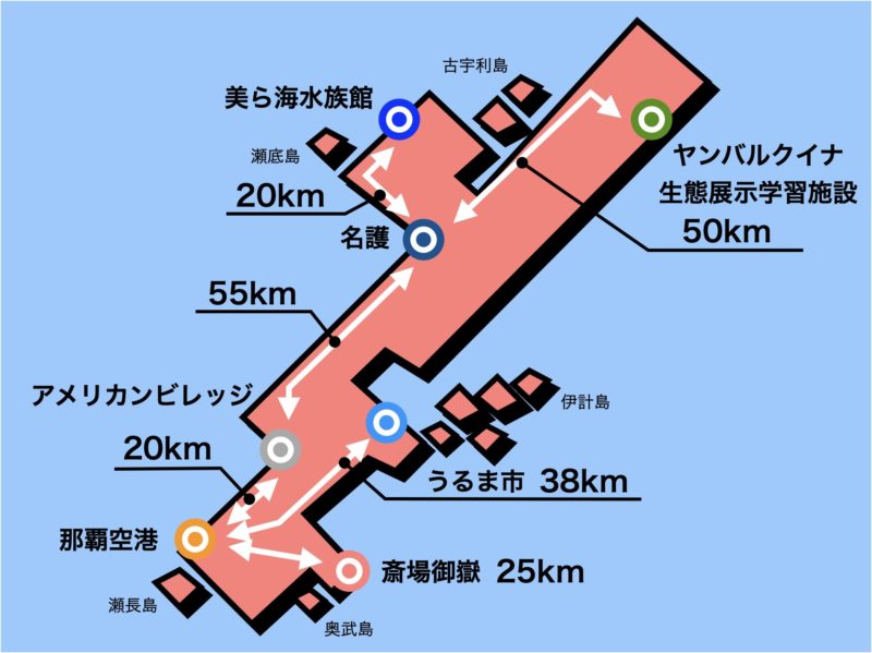 沖縄本島 距離 地図