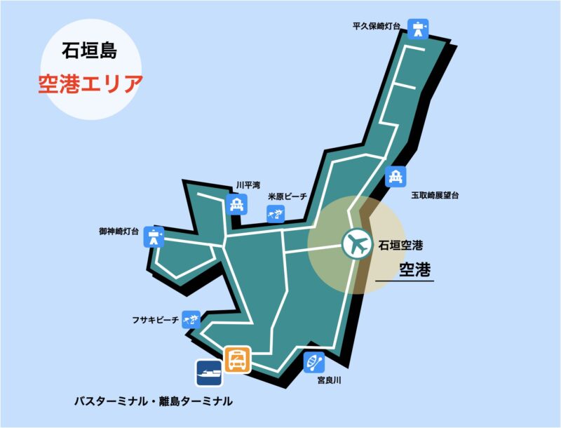石垣島｜イラストマップ｜空港周辺